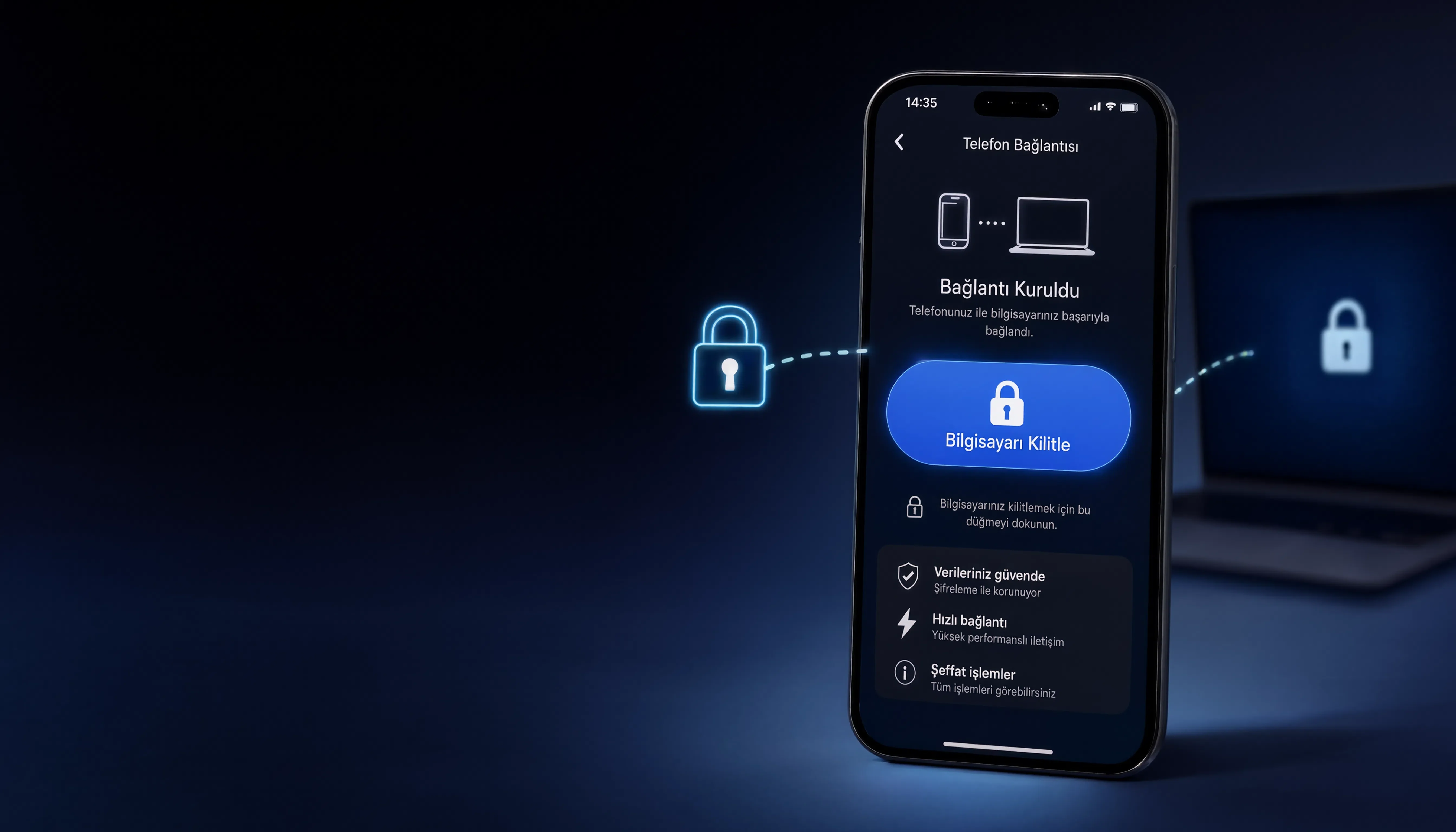 Telefondan bilgisayarı kilitleme özelliğiyle Android telefondan Windows PC güvenle kilitleniyor.