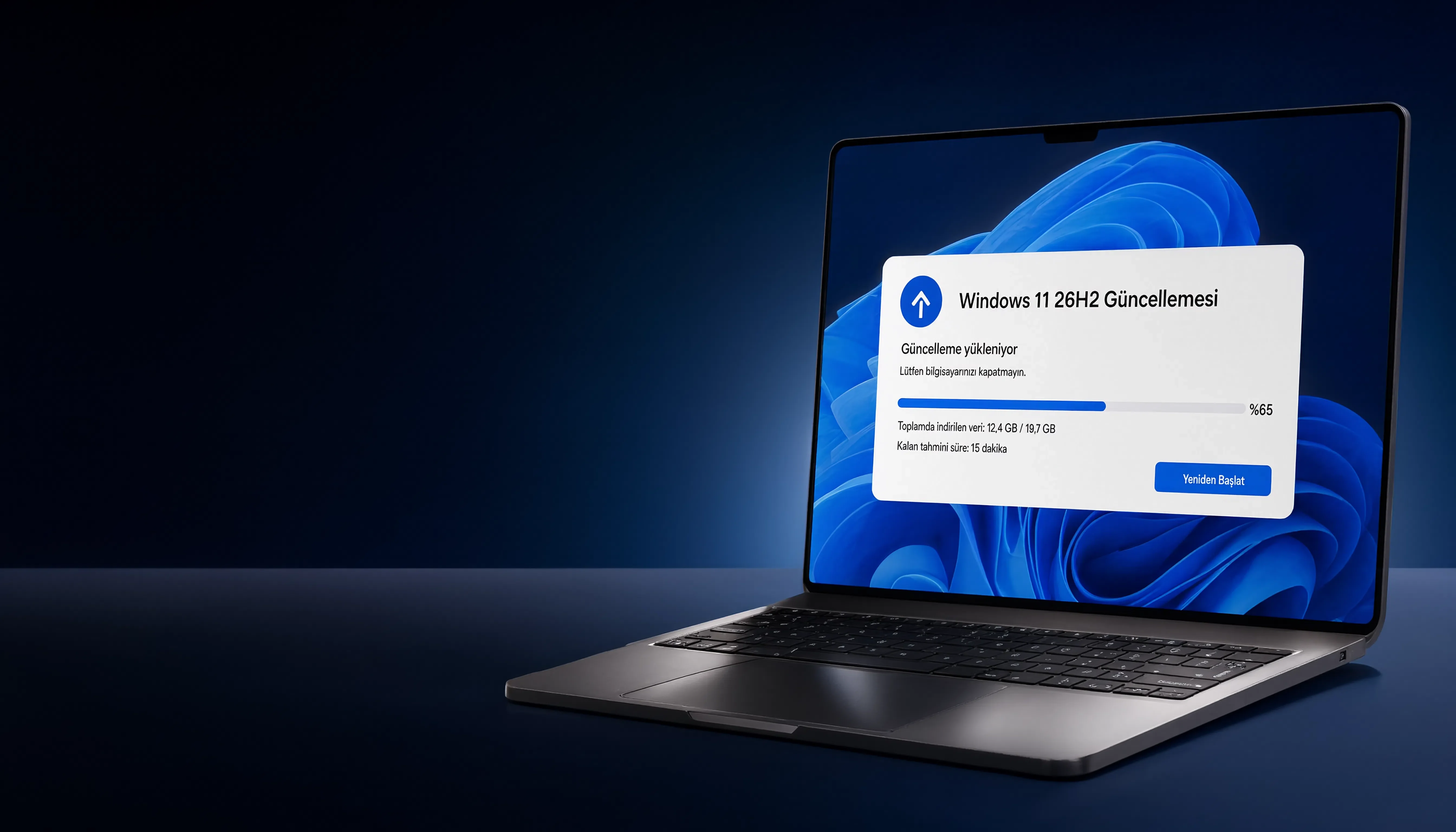Windows 11 26H2 güncellemesi yüklü bilgisayarda yeni özellikler ve sistem ekranı görünümü