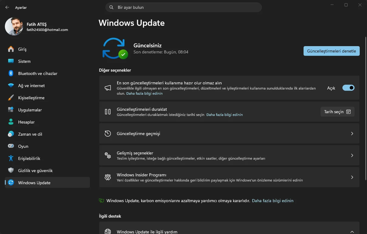 Windows 11 kapanma sorunu için sistem güncelleme