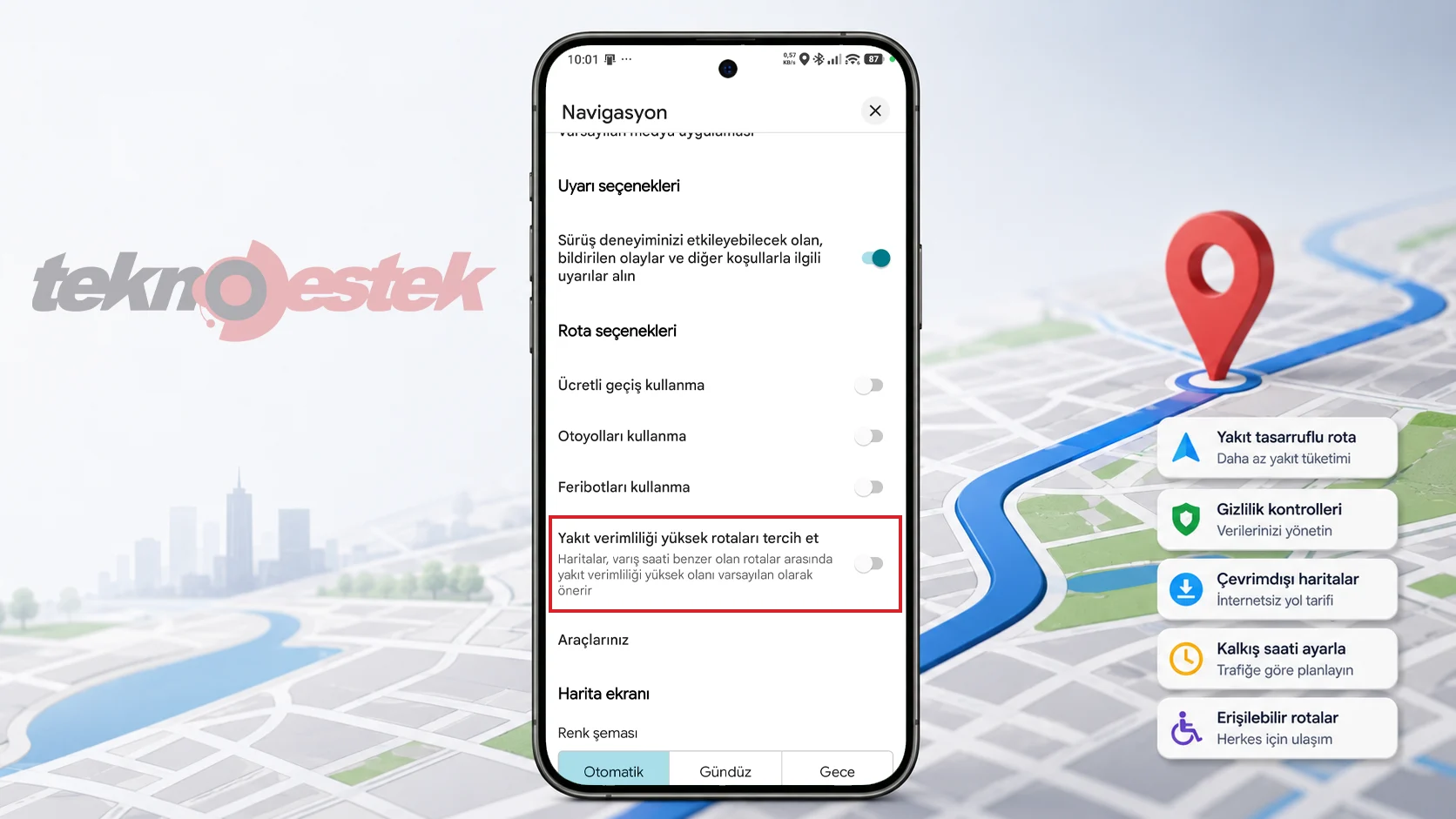  Google Haritalar Yakıt Tasarruflu Rota Ayarları