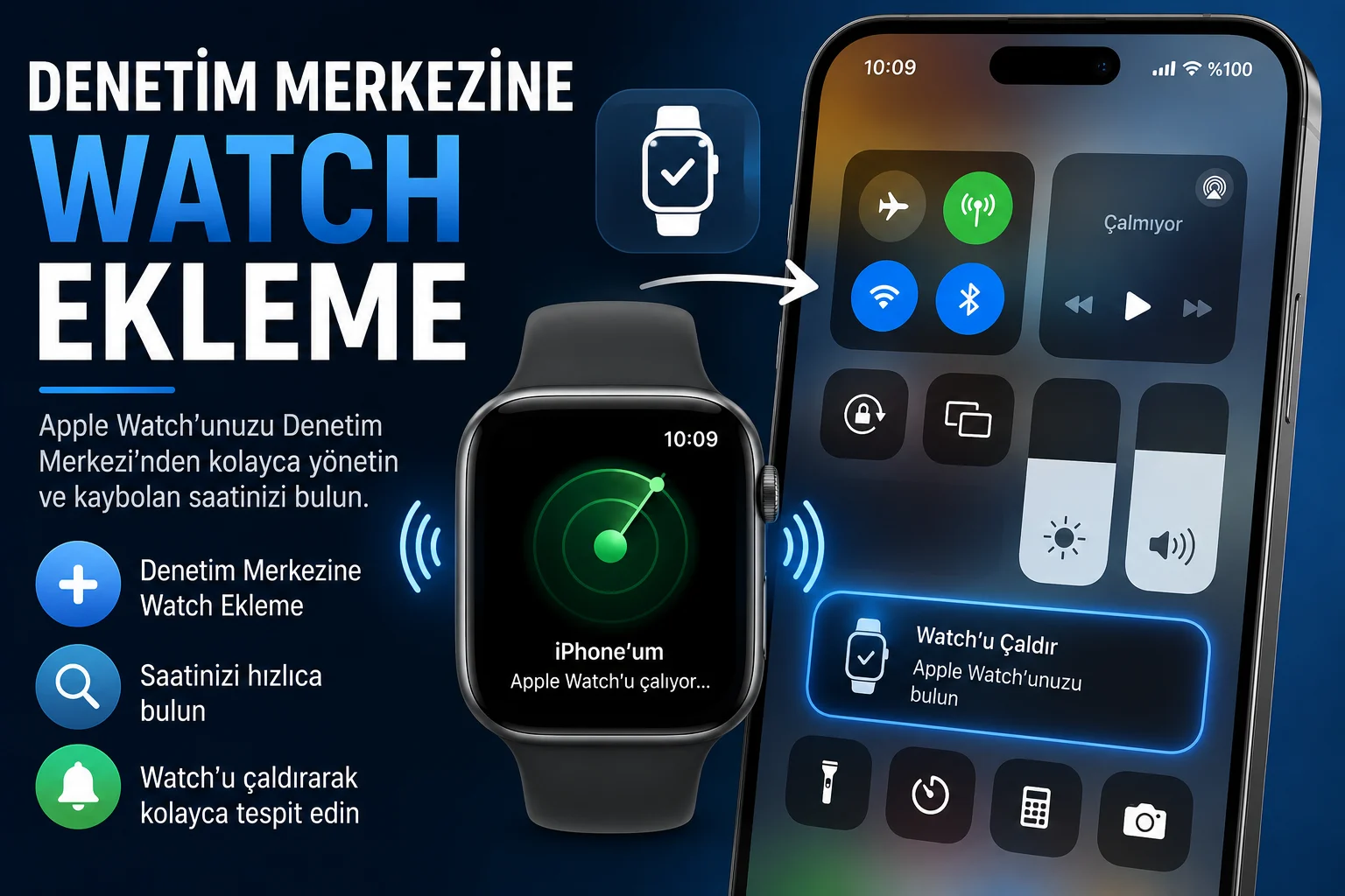 Denetim merkezine Watch ekleme nasıl yapılır? Kaybolan saat için Watch eklemeadımları.