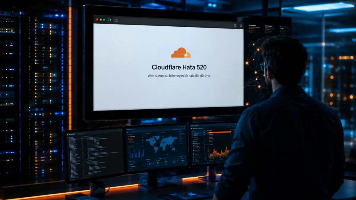 Cloudflare Hata 520 ekranını inceleyen uzman, sunucu bağlantı sorununu analiz ediyor.
