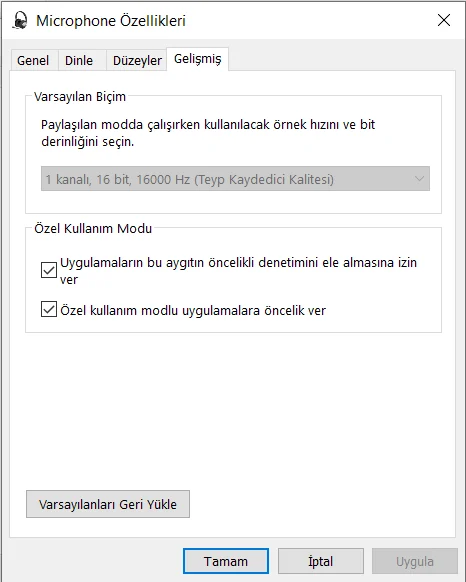 Windows 11 USB Mikrofon Ses Sorunu Çözümü