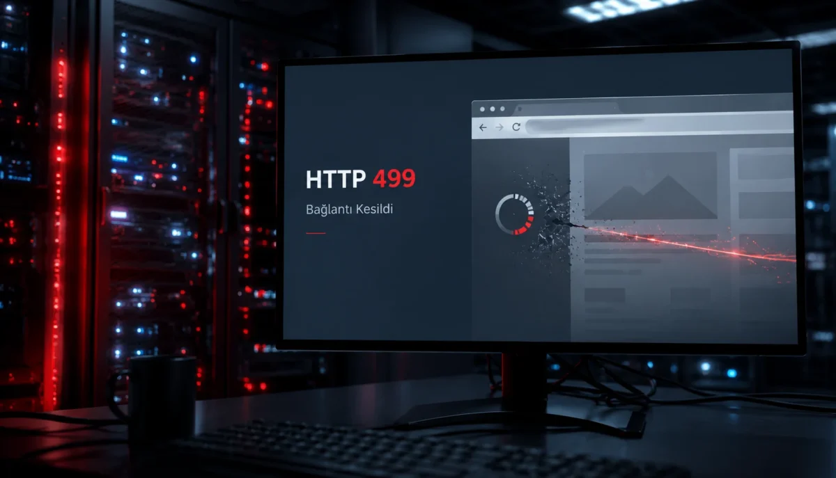 HTTP 499 Hatası sunucu odasında kesilen bağlantıyı gösteren ekranda görüntüleniyor.