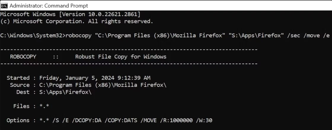 Windows'ta büyük dosya kopyalama işlemi için kullanılan temel Robocopy komutları
