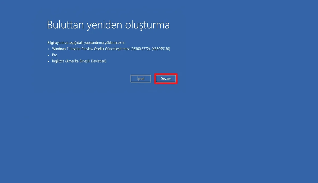 Windows 11 Cloud Rebuild ile USB Olmadan Temiz Kurulum