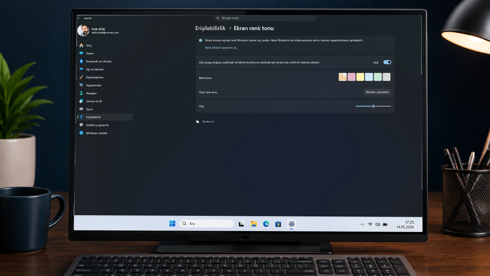 Windows 11 Ekran Tonu (Screen Tint) Nedir ve Nasıl Açılır