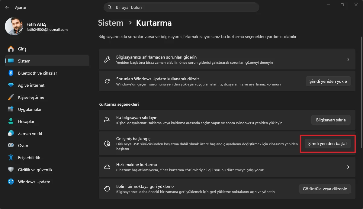 Windows 11 Cloud Rebuild için Gelişmiş Başlangıç Menüsü