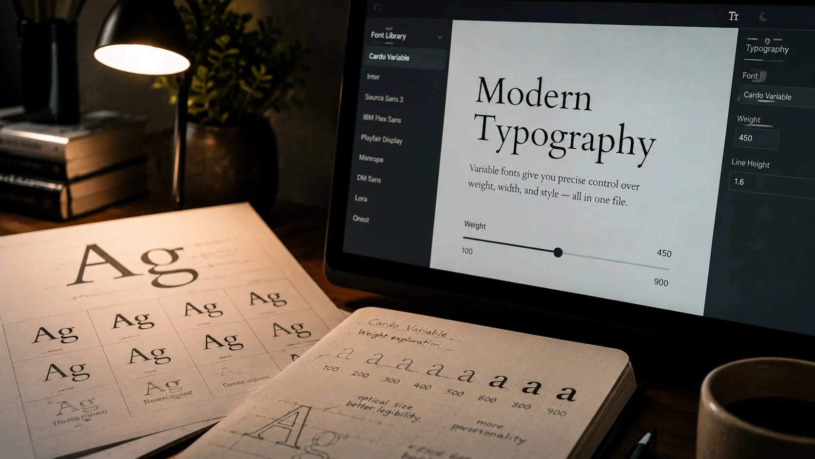 WordPress Temalarında Değişken Yazı Tiplerini Kullanma ayarlarını gösteren modern dizüstü ekranı