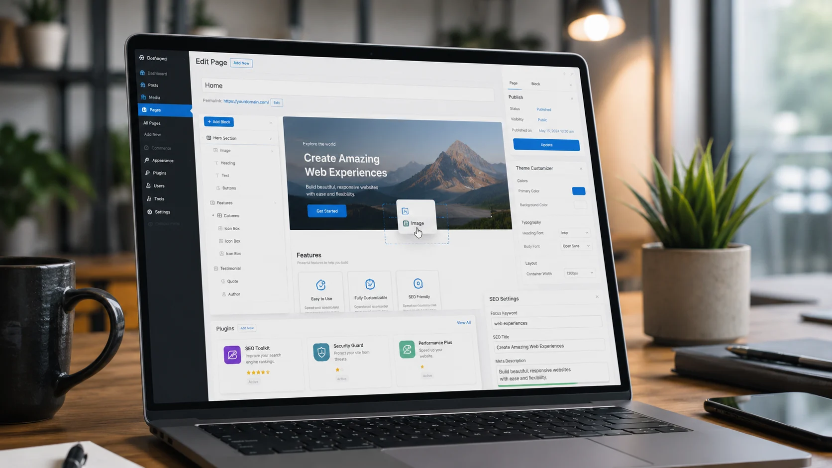WordPress mi Statik HTML mi seçimini gösteren kod editörü ve site önizlemesi