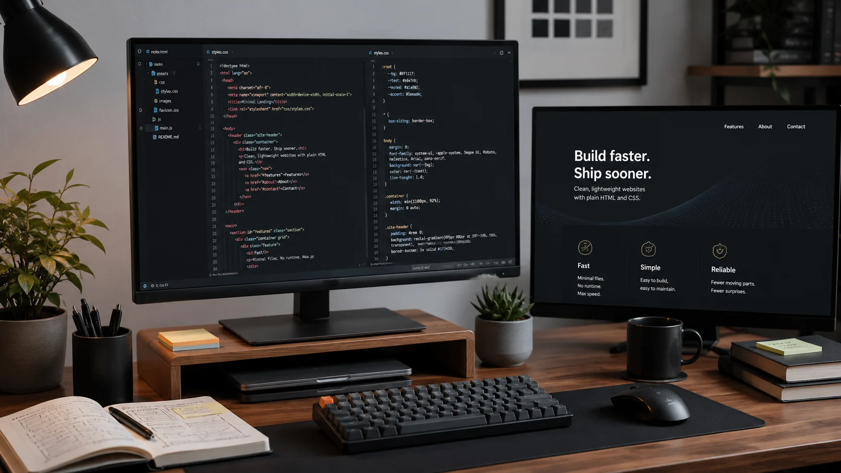 WordPress mi Statik HTML mi performansını karşılaştıran dinamik ve statik mimari şeması