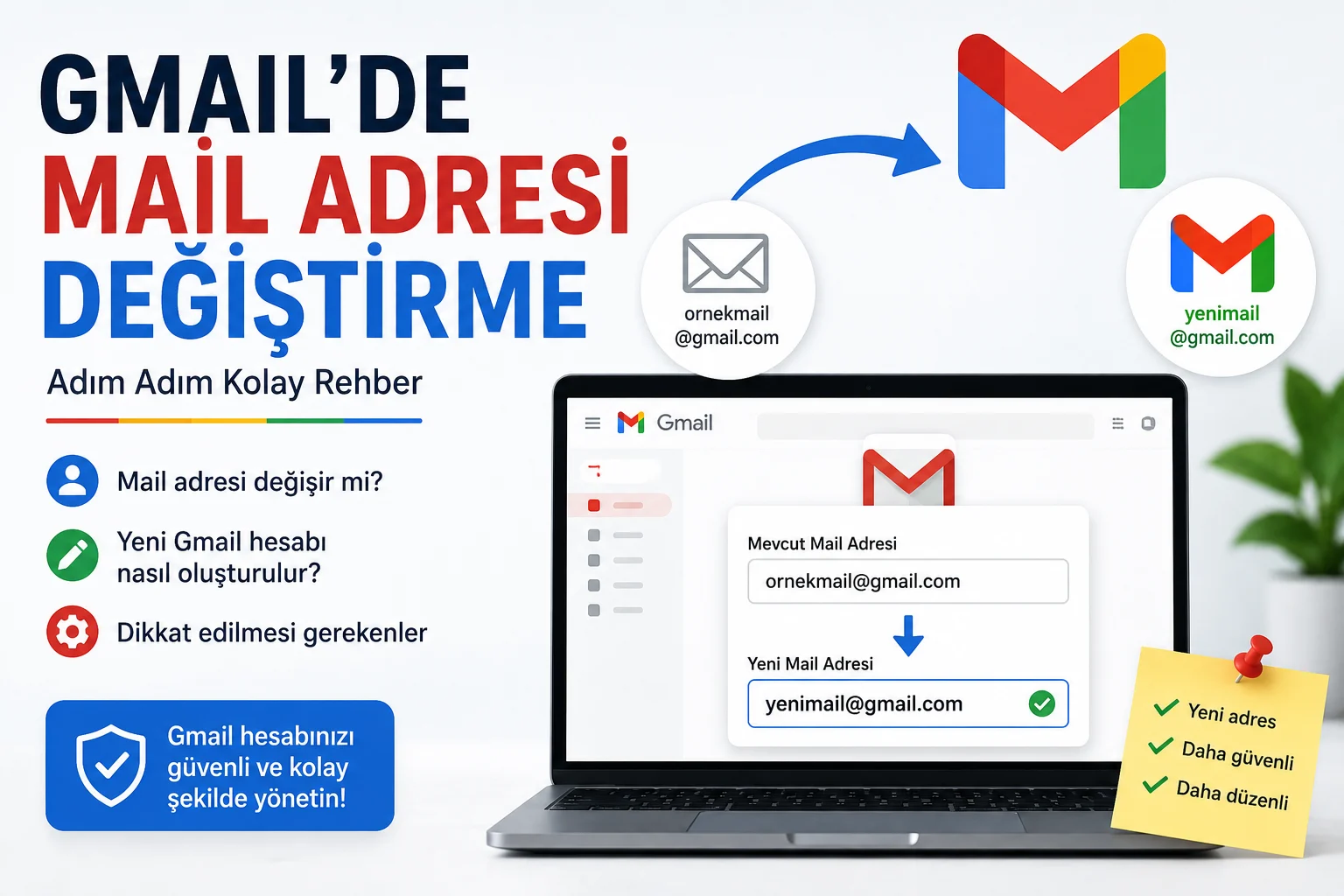 Gmail'de Mail adresi değiştirme