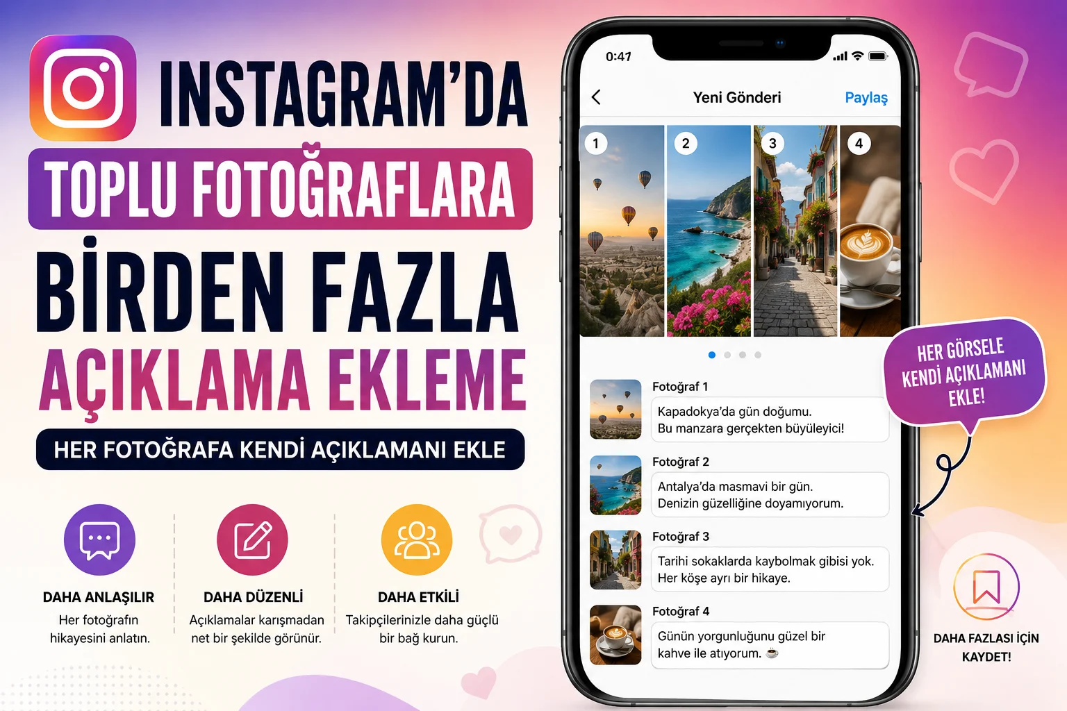 Instagram'da Toplu Fotoğraflara Birden Fazla Açıklama Ekleme