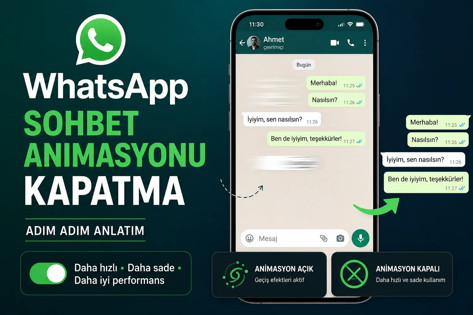 WhatsApp sohbet animasyonu kapatma