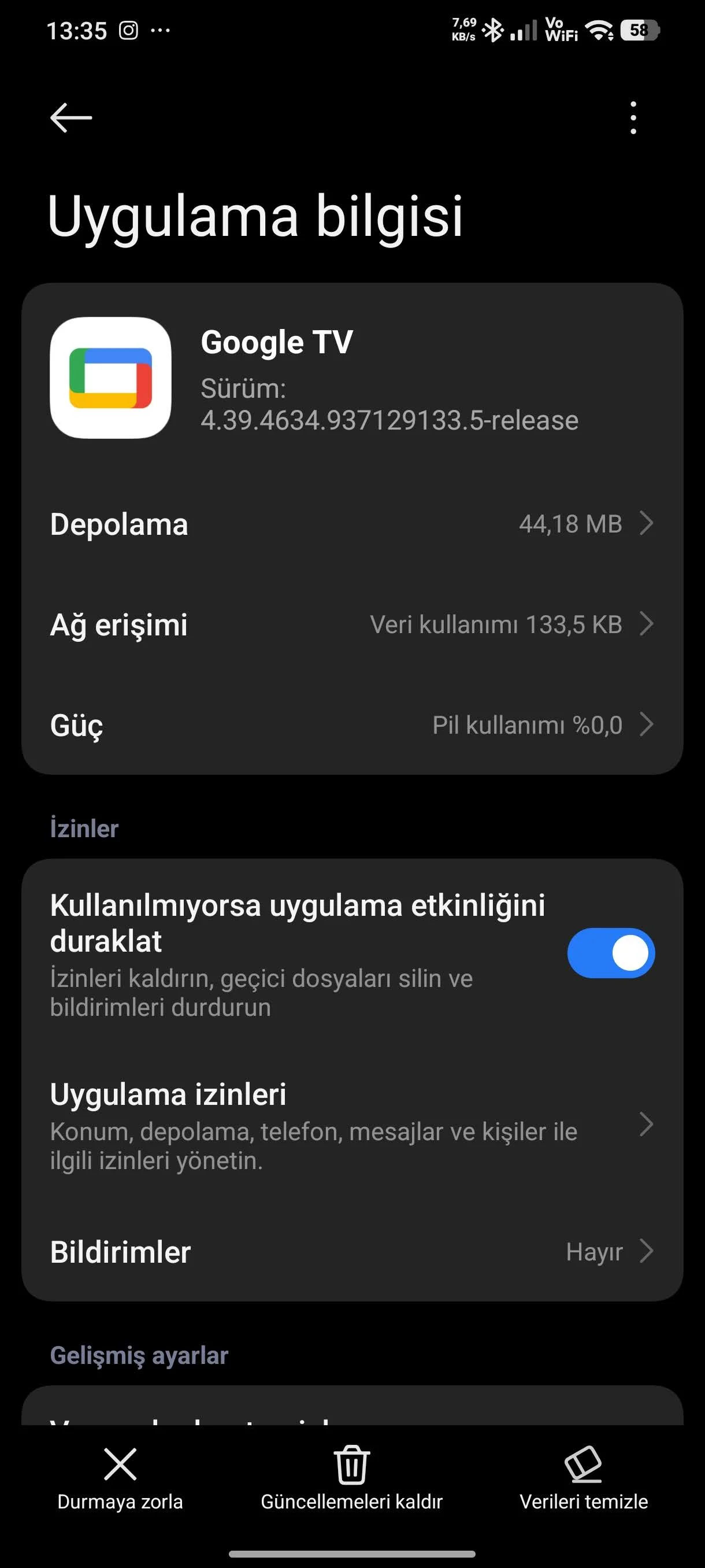 Android uygulama bilgisi ekranında Devre Dışı Bırak butonunu gösteren görsel