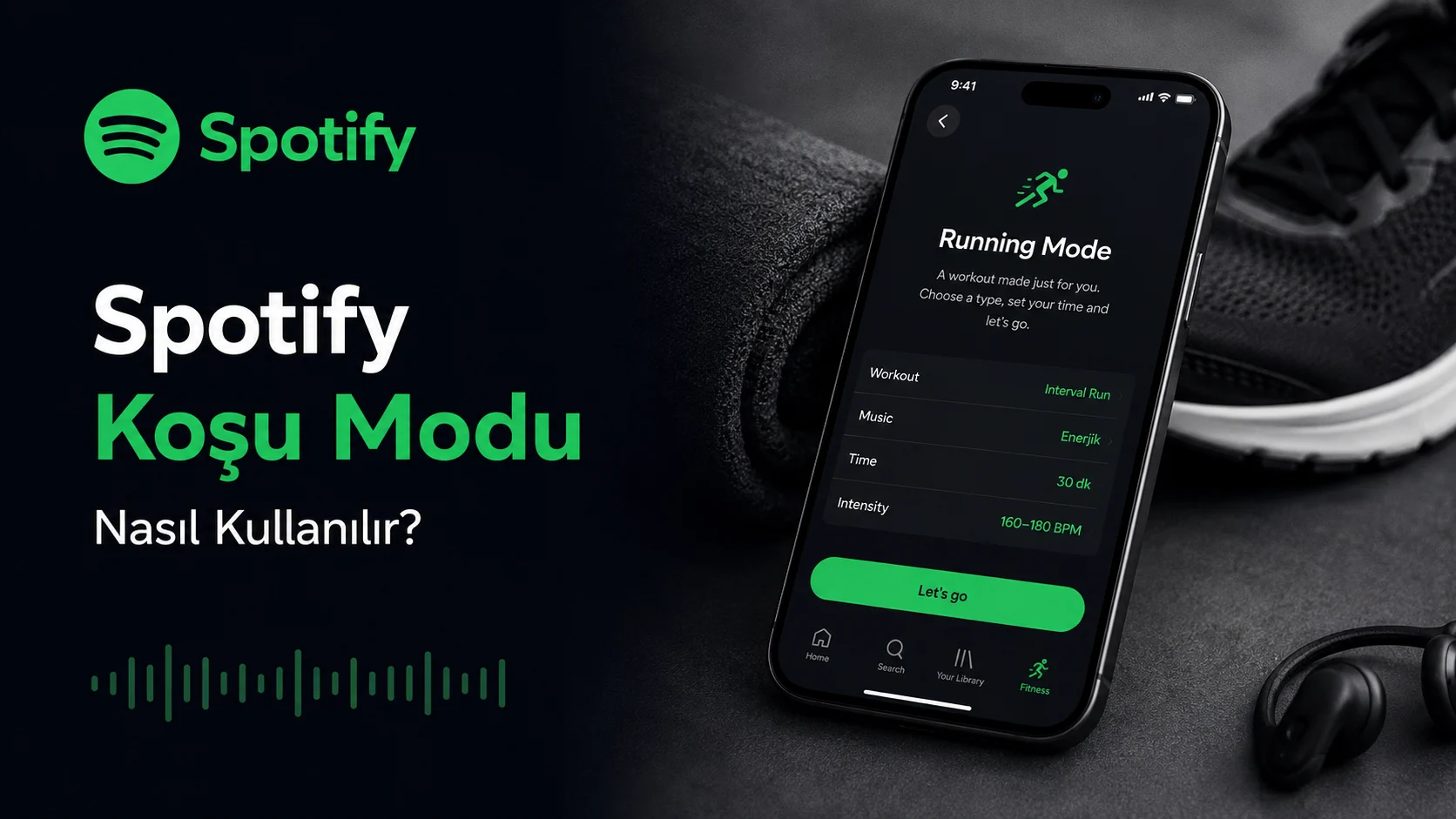 Spotify Koşu Modu ve Running Mode özelliğini gösteren akıllı telefon görseli