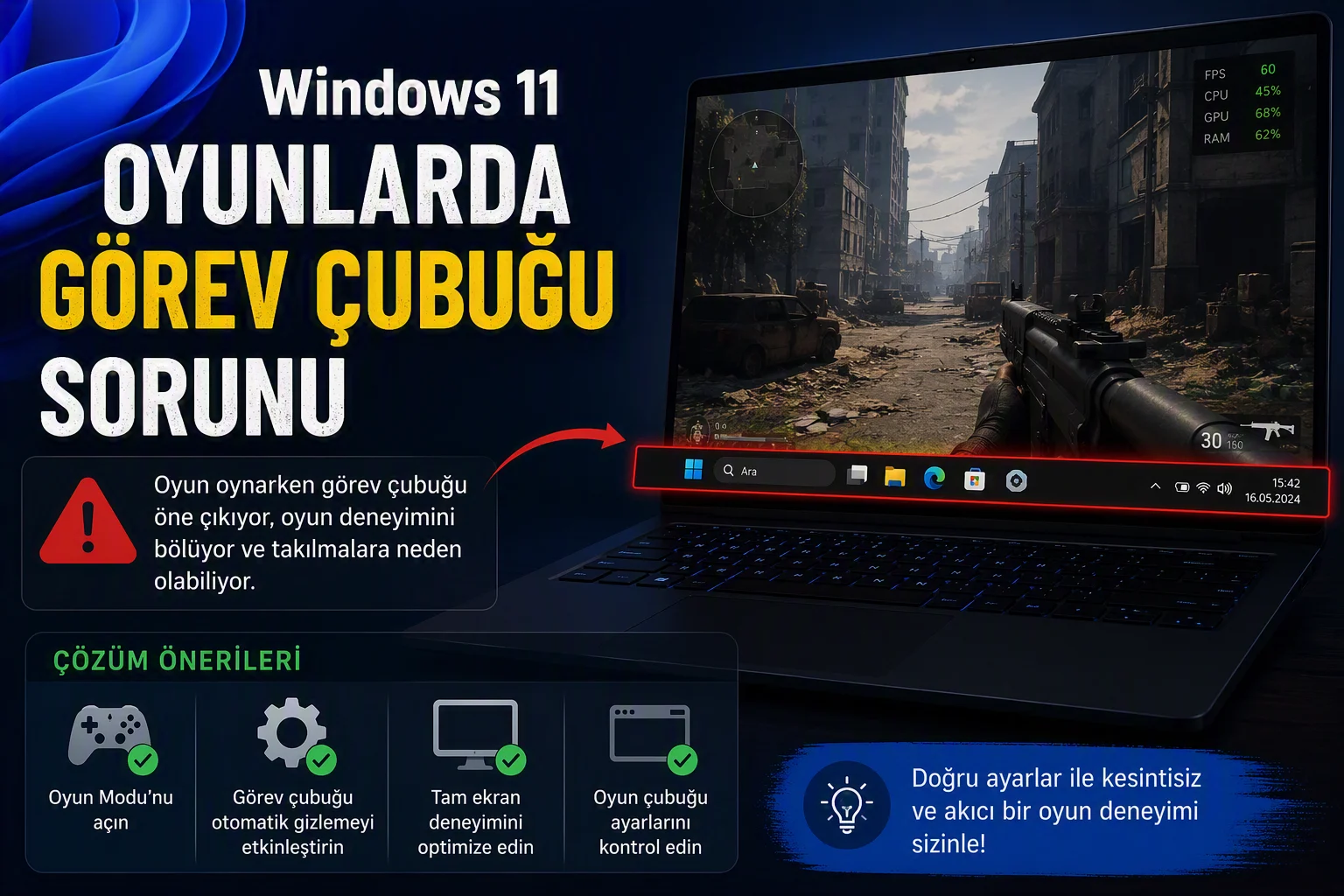Windows 11 Oyunlarda Görev Çubuğu Sorunu