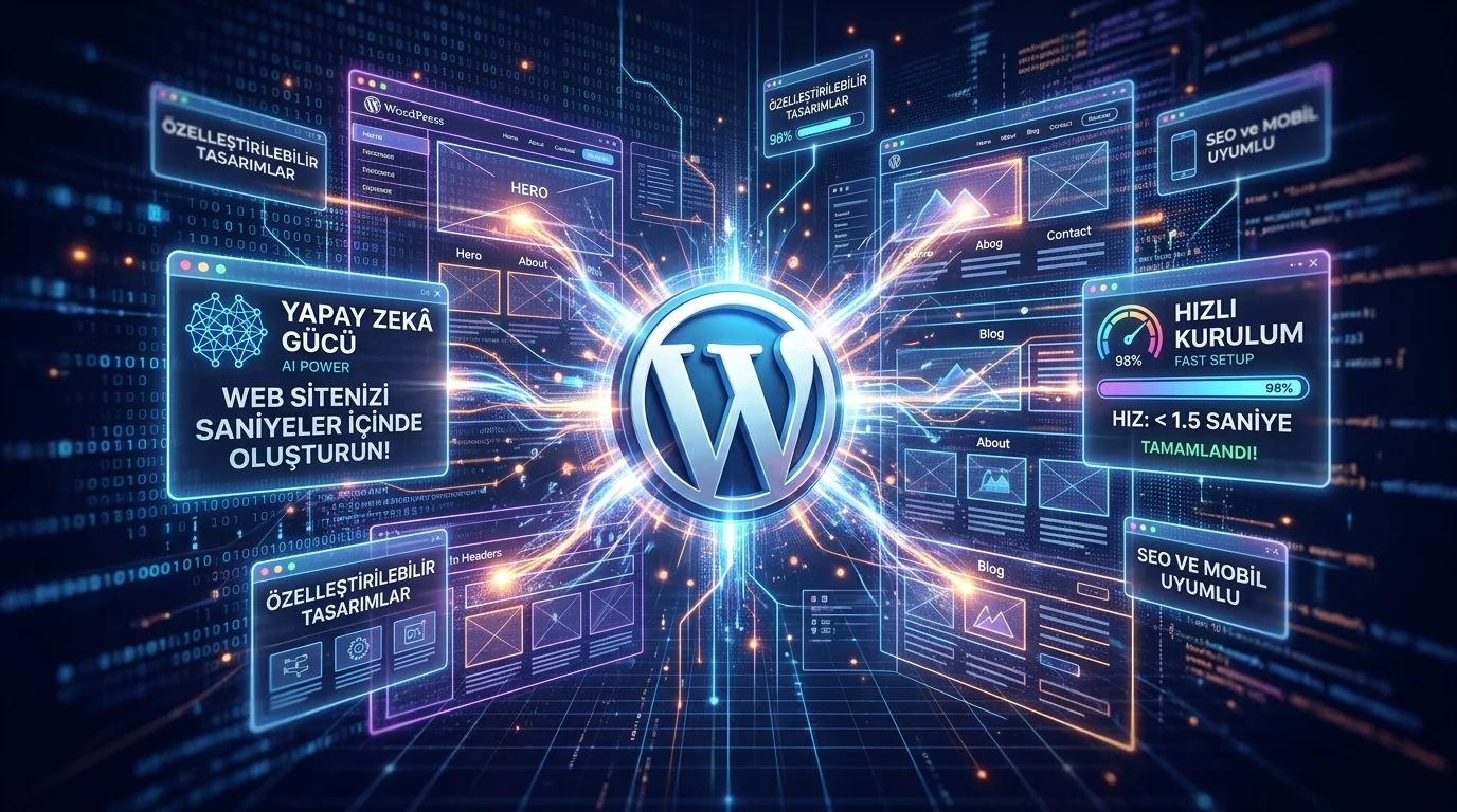 WordPress yapay zekâ web sitesi oluşturucu hızlı kurulum ve özelleştirme özellikleri sunuyor.