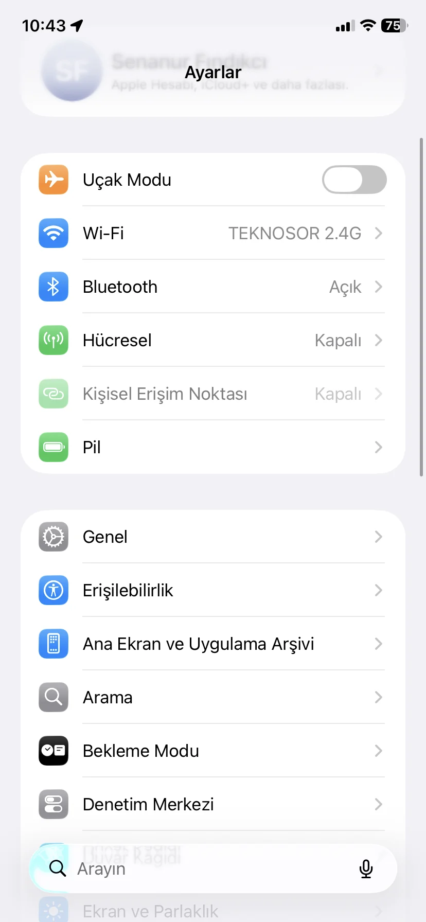 iPhone 17 İngilizce klavye