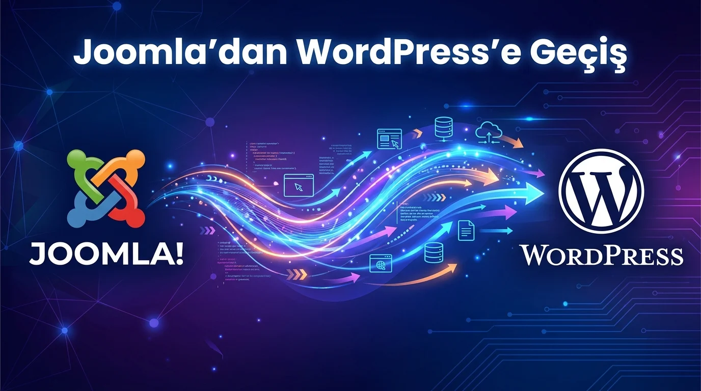Joomla’dan WordPress’e geçiş sürecinde site yapısı kontrollü biçimde WordPress altyapısına taşınır