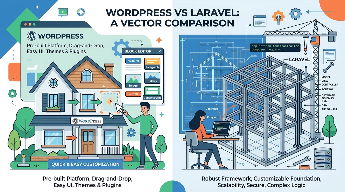 Laravel ve WordPress arasındaki temel farklar, özelleştirme kolaylığı ve ölçeklenebilir altyapı açısından belirginleşiyor.