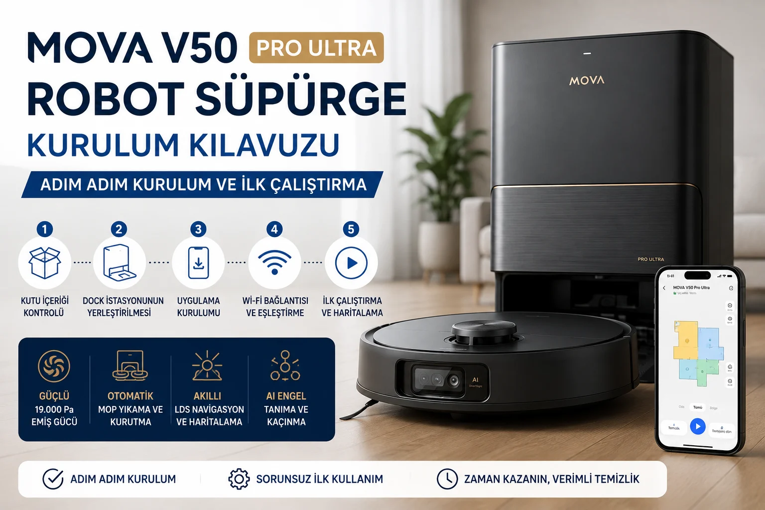 Mova V50 Pro Ultra Robot Süpürge Kurulumu