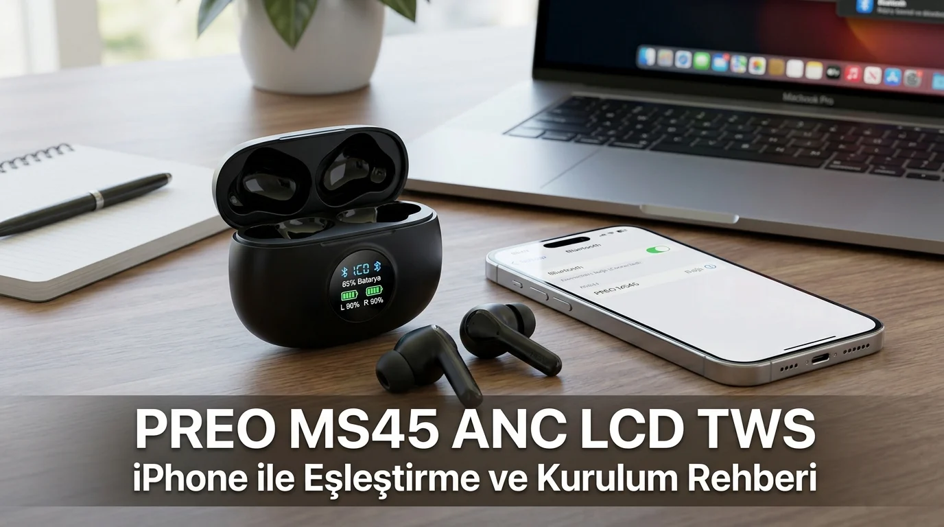 PREO MS45 ANC LCD TWS iPhone ile Eşleştirme