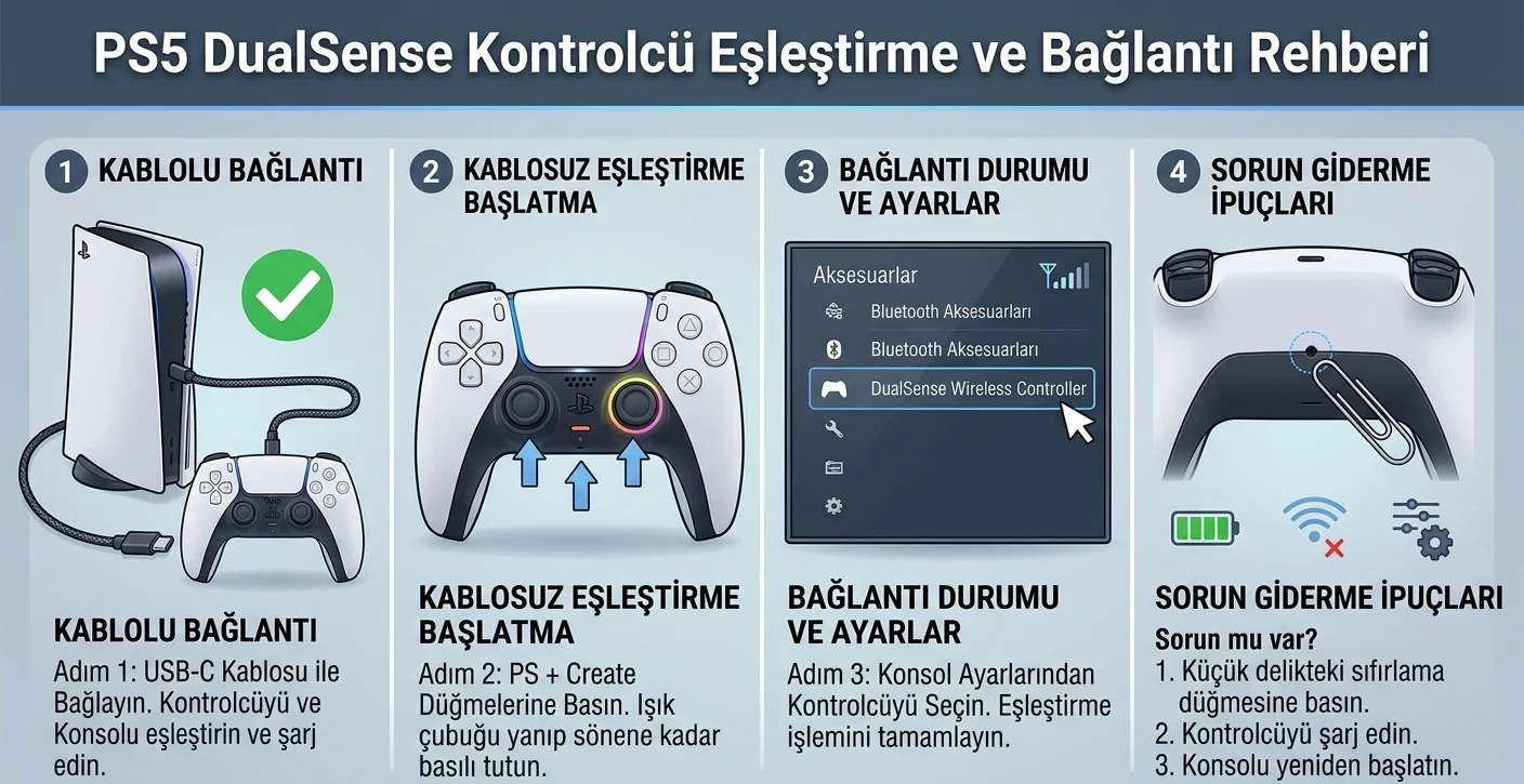 PS5 DualSense Kontrolcü Eşleştirme