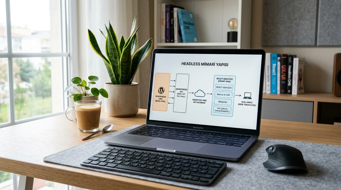 React ile Headless WordPress sitesi geliştirme sürecinde kodlama ve frontend bileşen yönetimi.