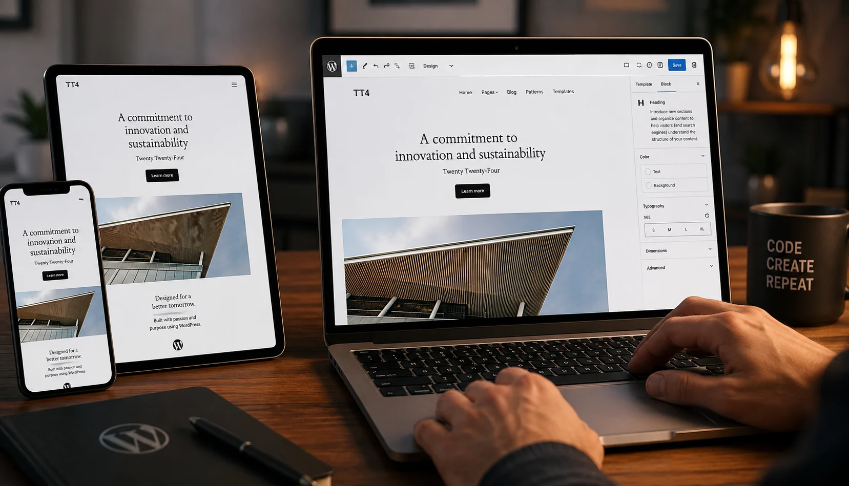 Twenty Twenty-Four teması responsive WordPress tasarımını farklı ekranlara uyarlamayı kolaylaştırır.