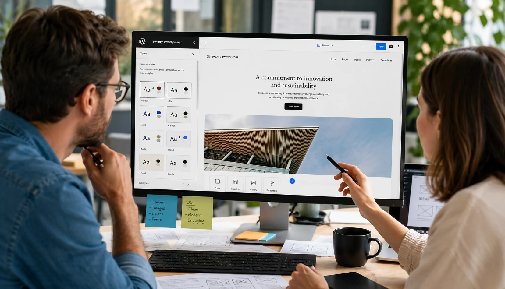 Twenty Twenty-Four teması modern WordPress projelerinde ekiplerin tasarım sürecini hızlandırır.