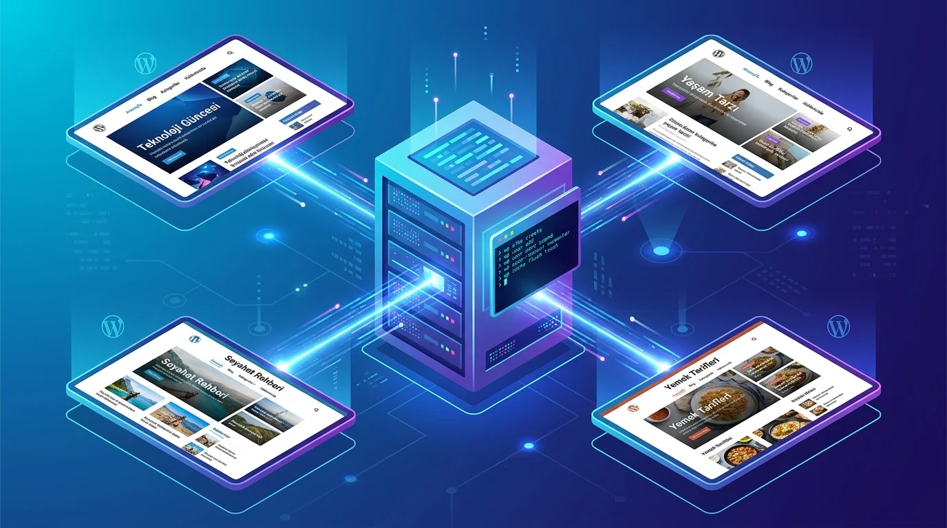 WP-CLI ile WordPress Multisite yönetimi, farklı WordPress sitelerini tek sunucu üzerinden bağlar.