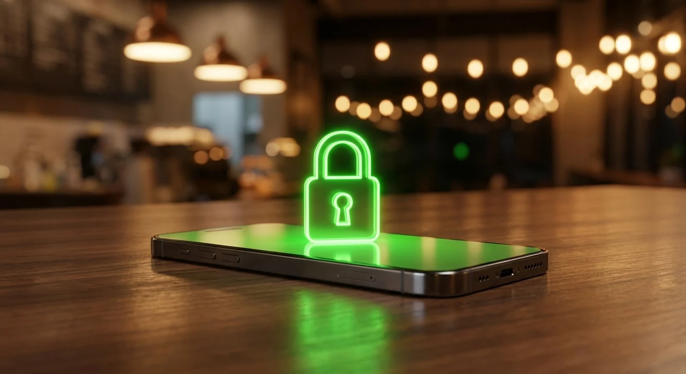 Akıllı telefon ekranında dijital gizliliği simgeleyen parlayan bir kilit ikonu ile WhatsApp son görülme kapatma işlemini temsil eden estetik görsel.