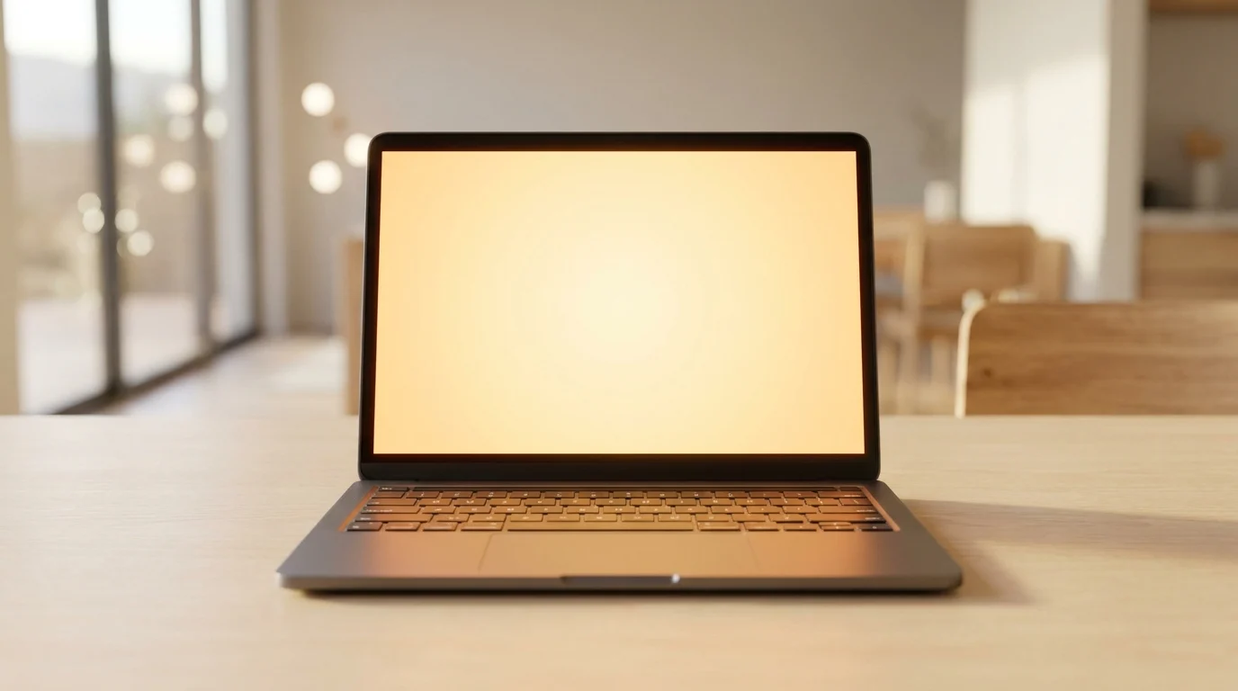 Windows 11 ekran parlaklığı değişmiyor sorununa çözümü simgeleyen, aydınlık bir ortamda ekranı parlak ve net görünen modern bir dizüstü bilgisayar.