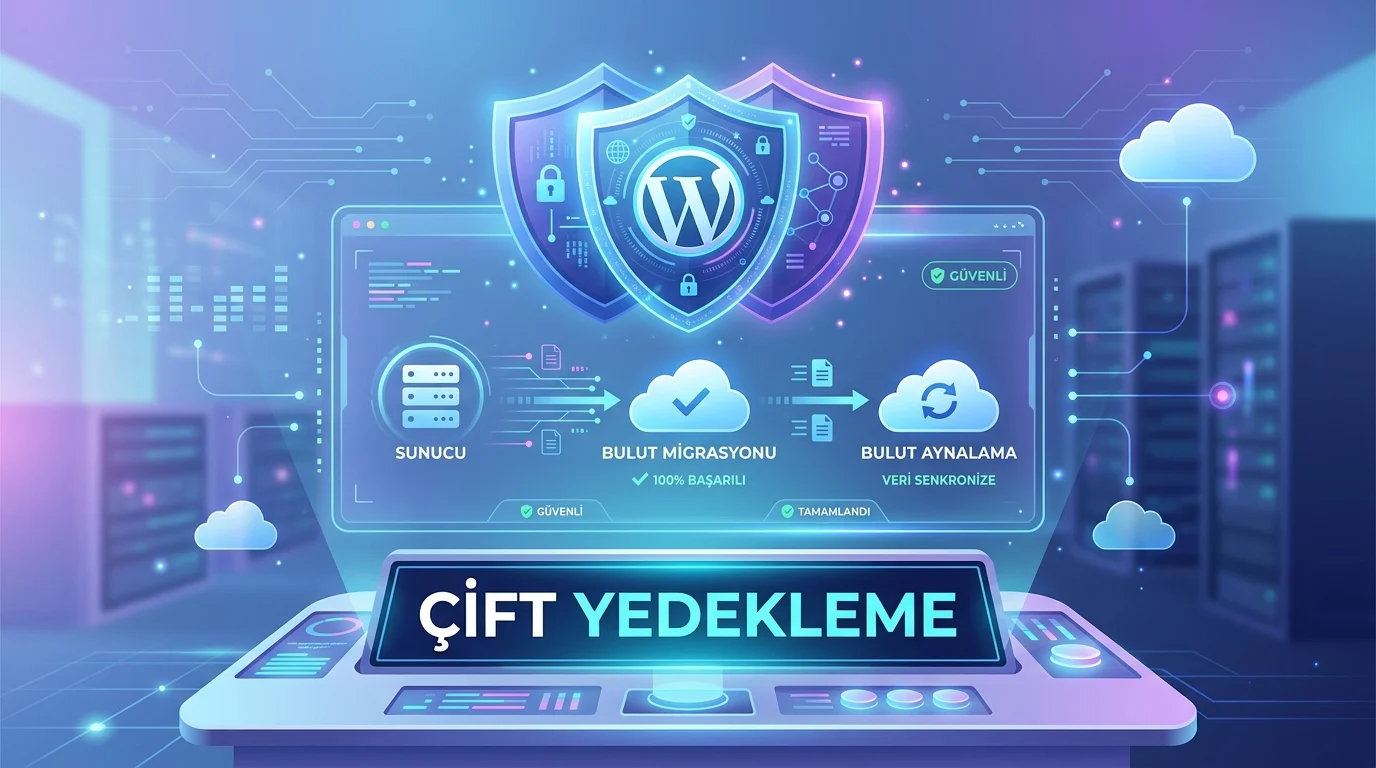 WordPress çift yedekleme sistemi sunucu ve bulut kopyalarını güvenli biçimde eşitler.