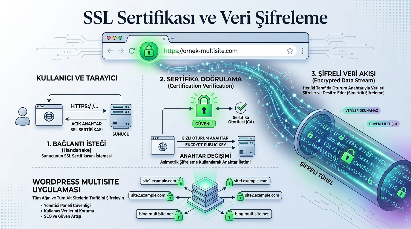 Multisite Ağını Güvende Tutma için SSL sertifikası ve şifreli veri iletişimi