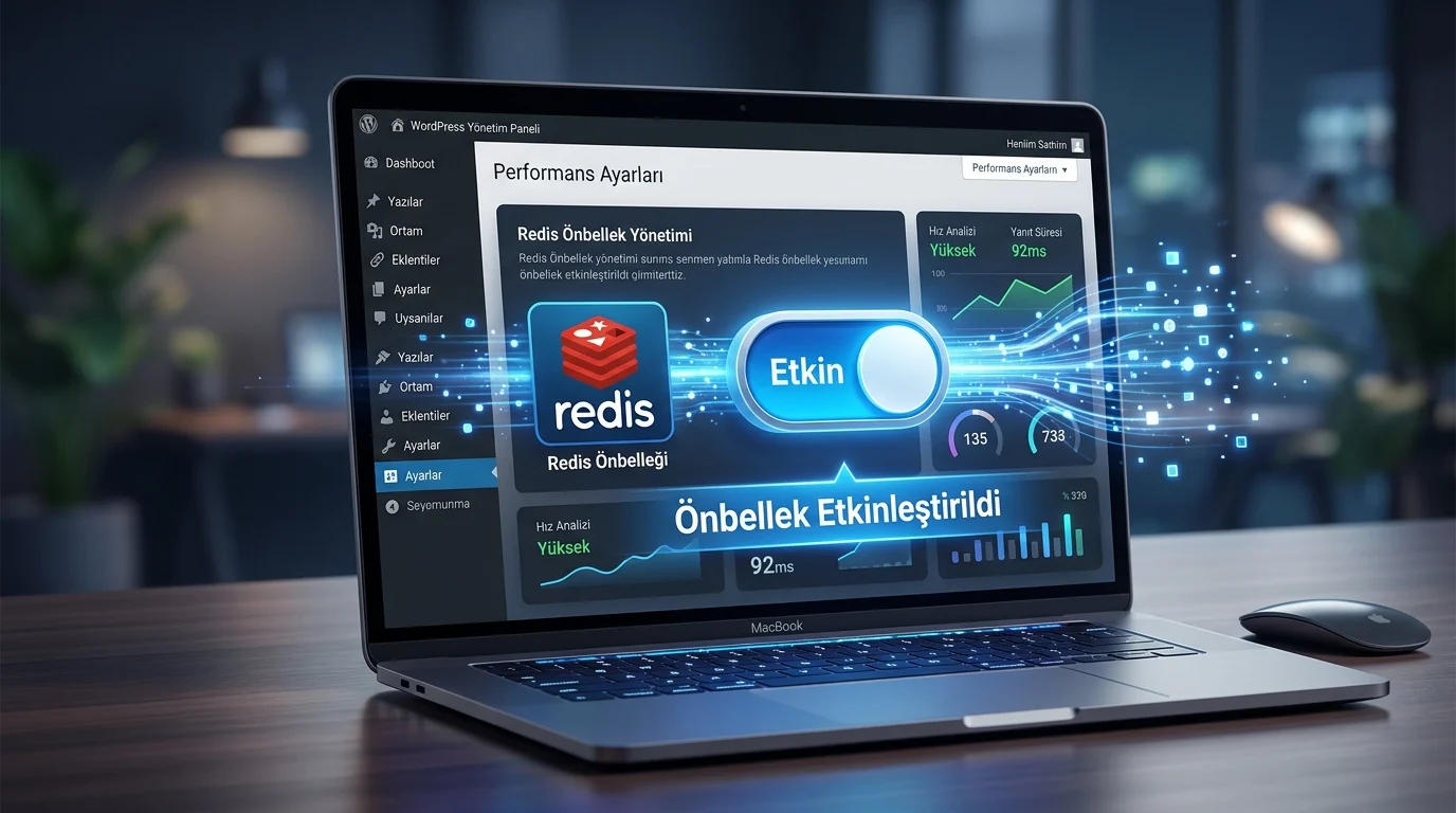 WordPress’te Redis önbellekleme etkinleştirildiğinde yönetim panelinde performans kazanımı daha görünür olur.