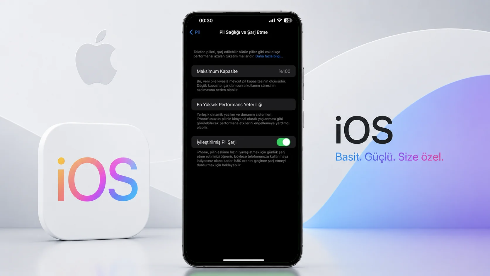 iPhone Pil Sağlığı ve Şarj ekranında maksimum kapasite değeri