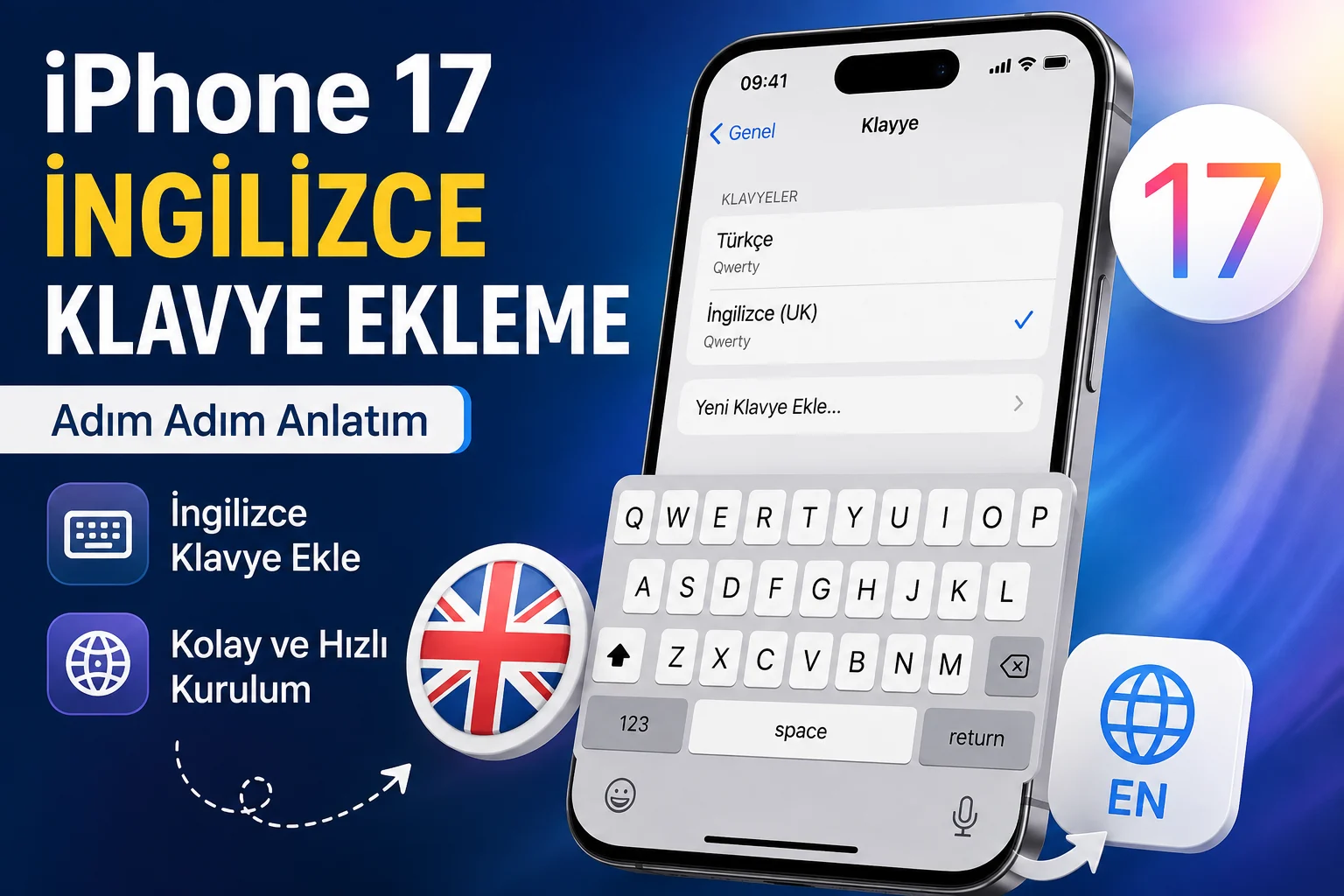 iPhone 17 İngilizce Klavye Ekleme