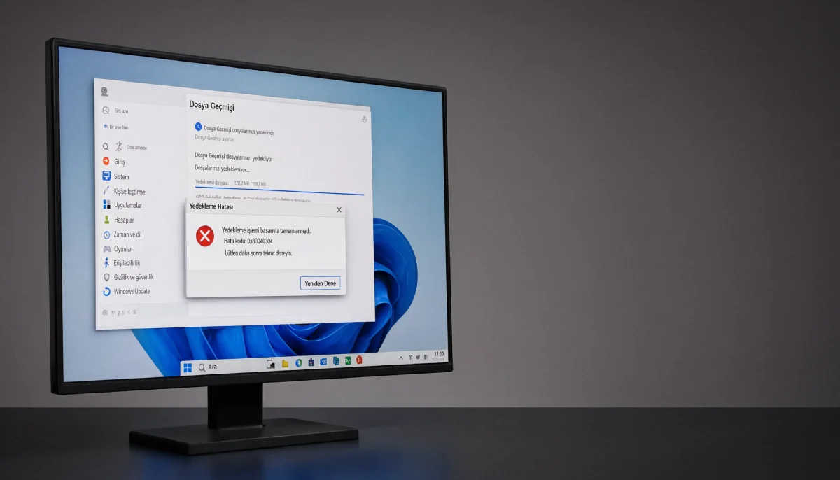 0x80040304 hatasını çözen OneDrive ve Dosya Geçmişi yedekleme ayarlarını gösteren bilgisayar ekranı.