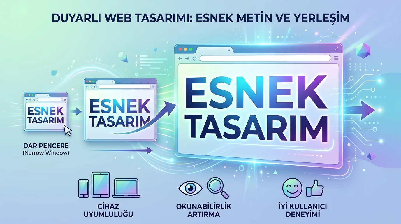 Akıcı Tipografi esnek metin boyutlarıyla responsive tasarımda okunabilirliği ve kullanıcı deneyimini güçlendirir.