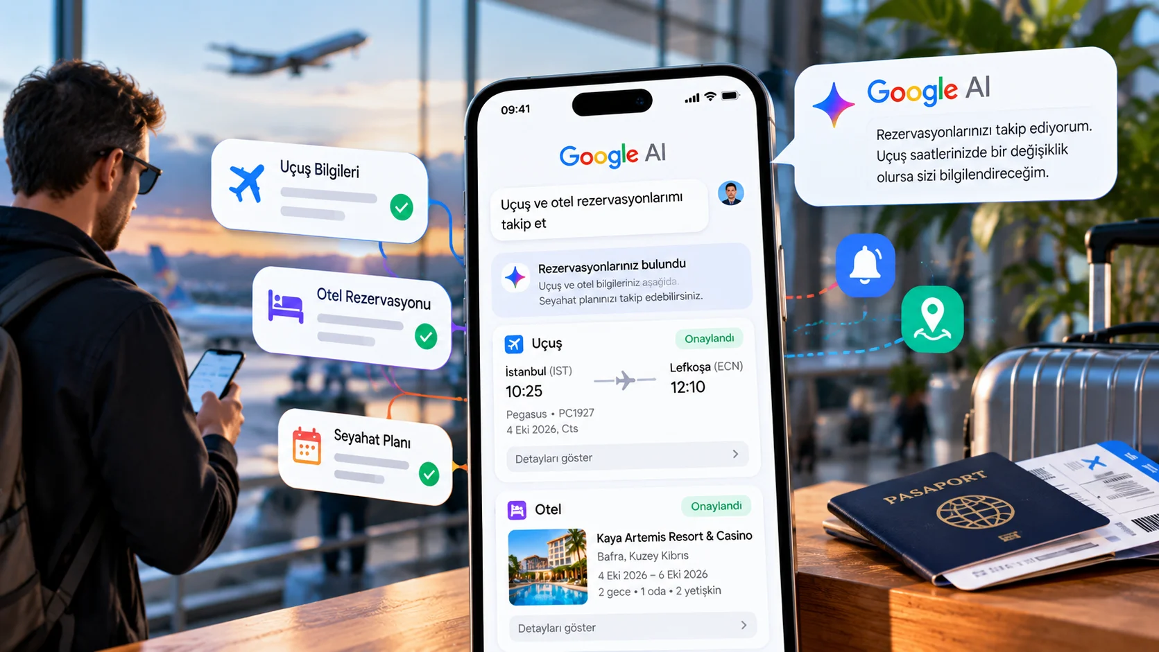 Google AI ile Uçuş ve Otel Rezervasyonu Takibi Yapın