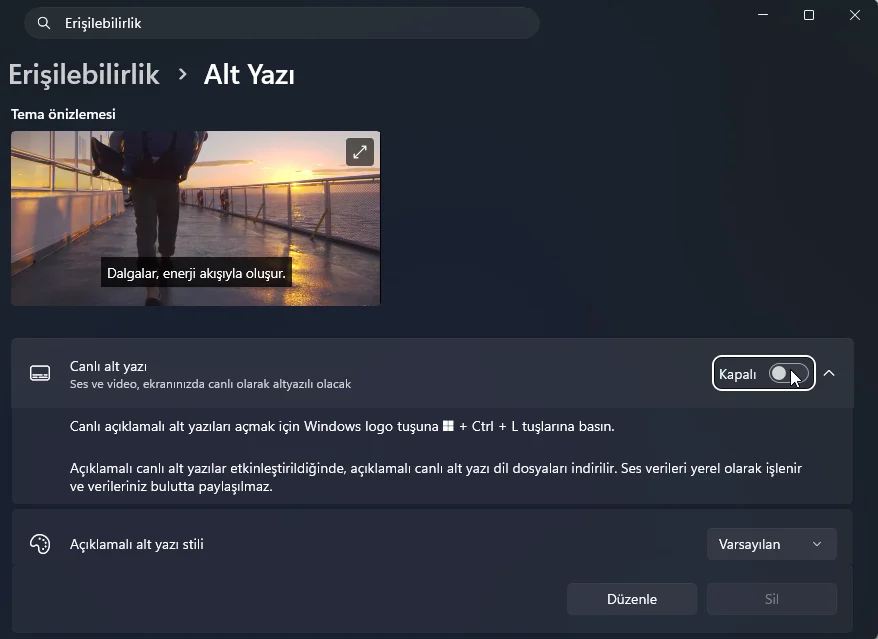 Yüklü uygulamalar listesinde konuşma paketinin kaldırılması