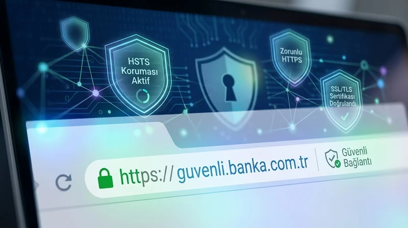 HSTS koruması tarayıcı ile sunucu arasındaki güvenli bağlantının sürekliliğini destekler.