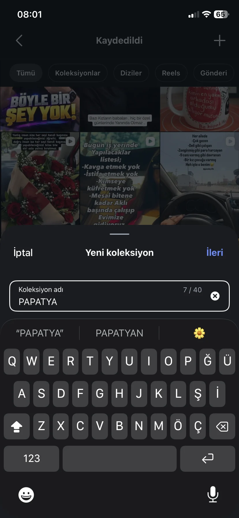 kaydedilen gönderileri klasörlere ayırma kaydedilen gönderileri klasörlere ayırma