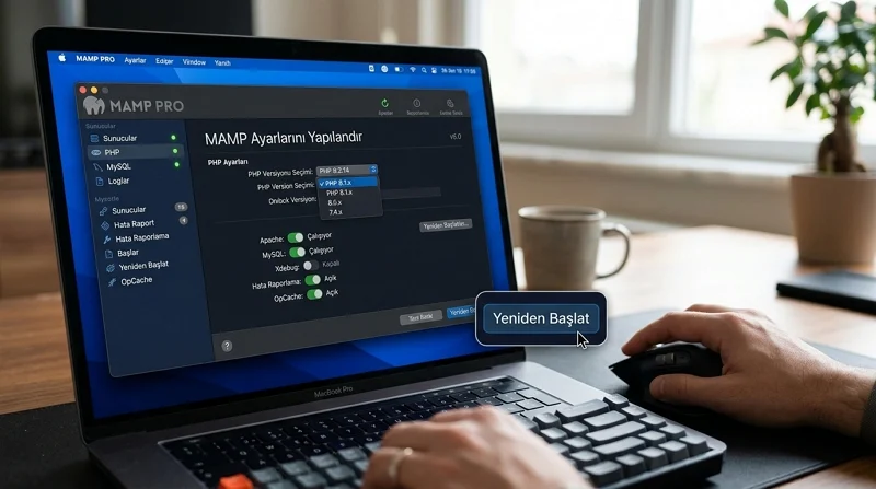 HTTP 500 Hatası MAMP ayarları ve PHP sürümü kontrol edilerek giderilebilir.