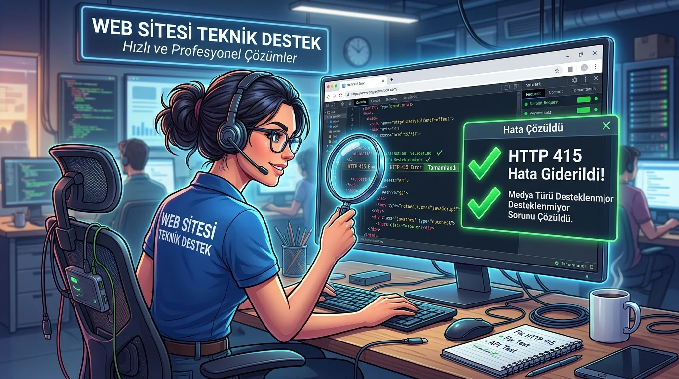 HTTP 415 Hatası teknik kontrollerle medya türü uyumsuzluğu giderildiğinde çözülebilir.