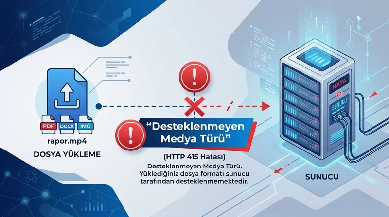 HTTP 415 Hatası yüklenen dosya biçimi sunucu tarafından desteklenmediğinde ortaya çıkabilir.