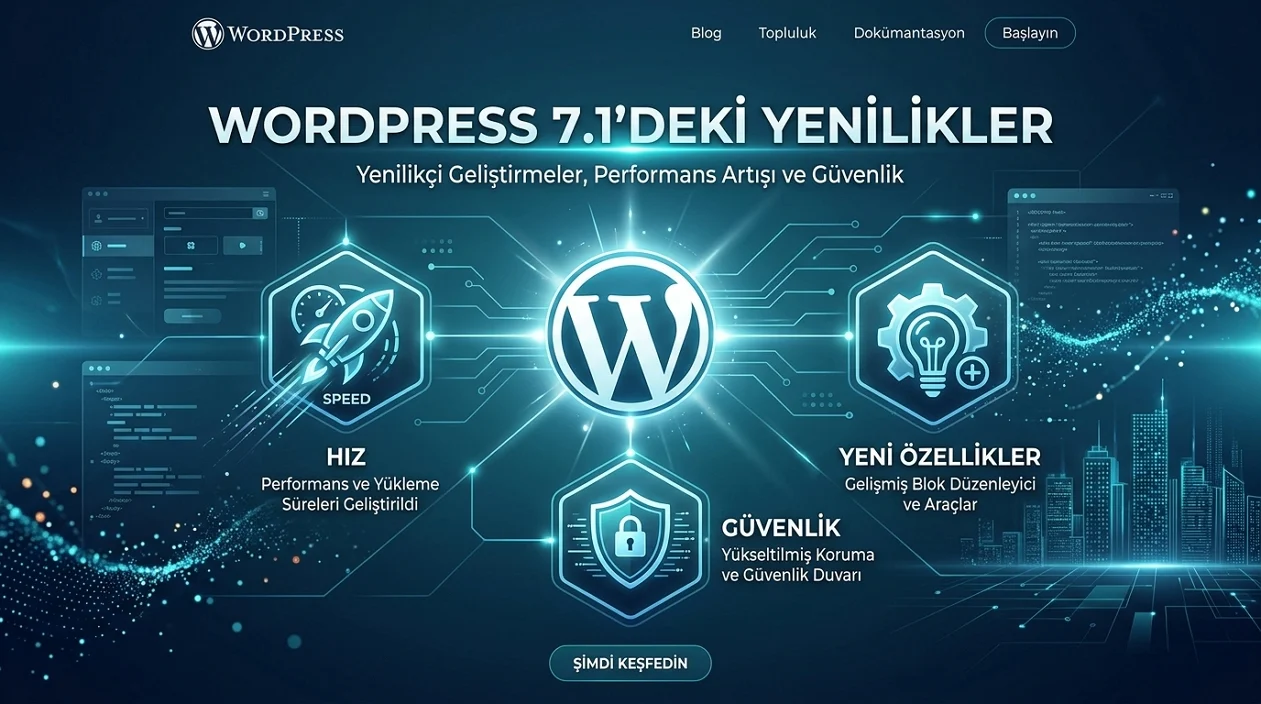 WordPress 7.1 Yenilikleri performans, güvenlik ve yeni özelliklerle deneyimi ileri taşıyor.