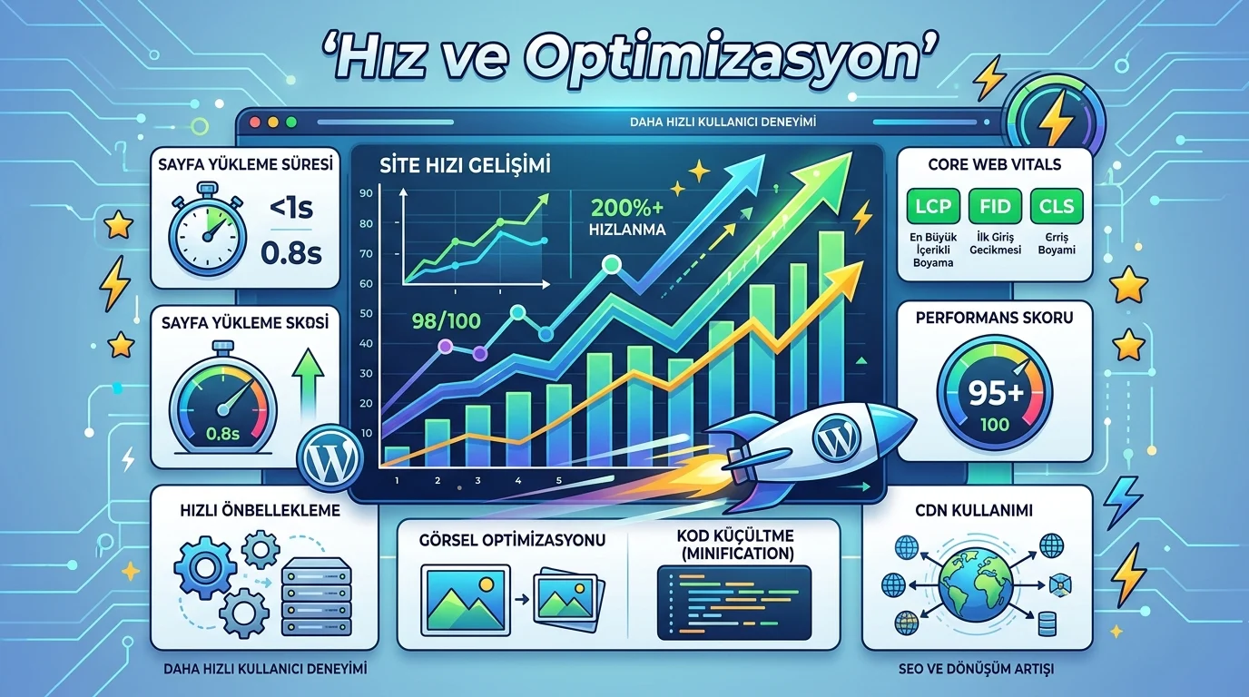 WordPress Arka Plan İşlemleri ile hız optimizasyonu ve önbellekleme ilişkisini açıklayan performans görünümü